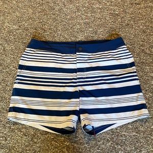 CHUBBIES Navy & White Stripe Swim Trunks